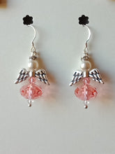 Load image into Gallery viewer, Swarovski angel pendant earrings in silver metal, hook fitting
