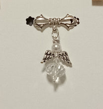 Load image into Gallery viewer, Swarovski Angel Pendant on traditional silver bow brooch, various colourways