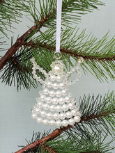 Load image into Gallery viewer, Cream pearl and crystal hanging angel decoration