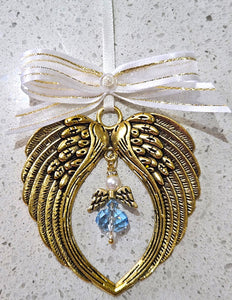 VERY LIMITED EDITION Gold Angel Wings Decoration with angel pendant