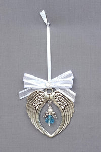 LIMITED EDITION Silver Wings Decoration with crystal sequin and angel pendant