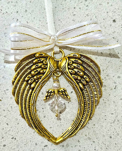 VERY LIMITED EDITION Gold Angel Wings Decoration with angel pendant