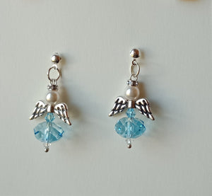 Swarovski Angel Pendant earrings with silver coloured studs, various colours