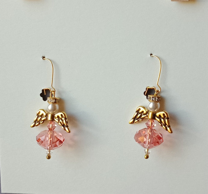 Swarovski Angel Pendant earrings with gold hooks, various colours