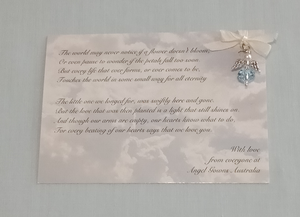 Swarovski angel pendant and poem card, various colours