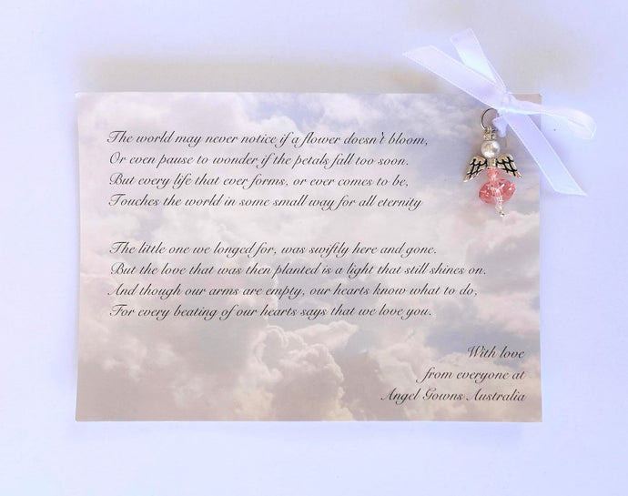 Swarovski angel pendant and poem card, various colours