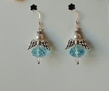 Load image into Gallery viewer, Swarovski Angel Pendant earrings with silver metal hook fittings, various colours