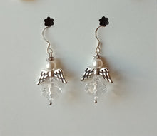 Load image into Gallery viewer, Swarovski Angel Pendant earrings with silver metal hook fittings, various colours