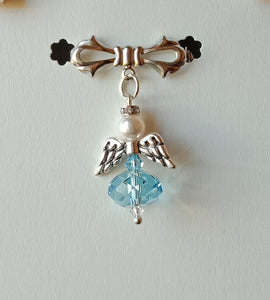 Swarovski Angel Pendant on traditional bow brooch, various colours