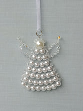 Load image into Gallery viewer, Cream pearl and crystal hanging angel decoration